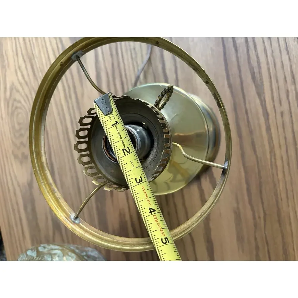 Vintage Brass Lamp Oil Lamp Style With Turn Key Switch Electric Plug In Lamp